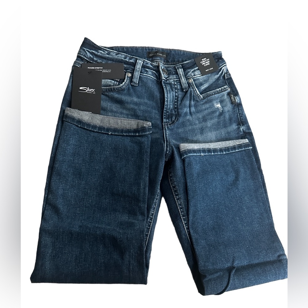 Silver Jeans Dark Blue Ankle Crop Jeans